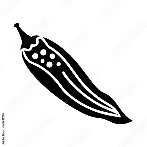okra pod icon, okra pod silhouette vector illustration-simple silhouette illustration of okra pod, perfect for okra pod logos and icons