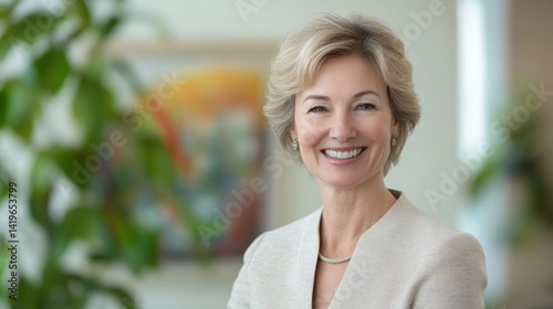 Professional woman smiling in modern office setting (2) Free Download Professional woman smiling in modern office setting (2) - GFXLoad