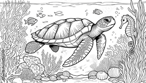 Coloring pages for kids about the underwater world