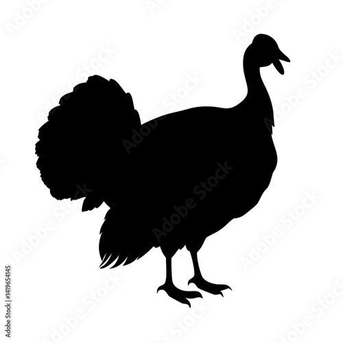 Turkey silhouette thanksgiving bird animal poultry farm fowl holiday vector illustration clip art