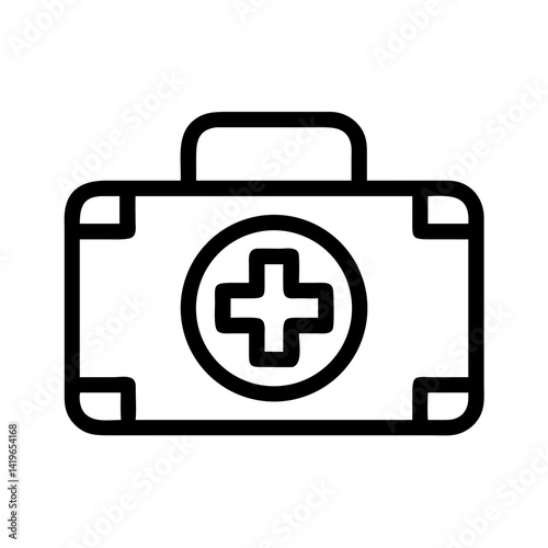 First aid kit medical bag emergency healthcare health equipment cross symbol outline icon vector