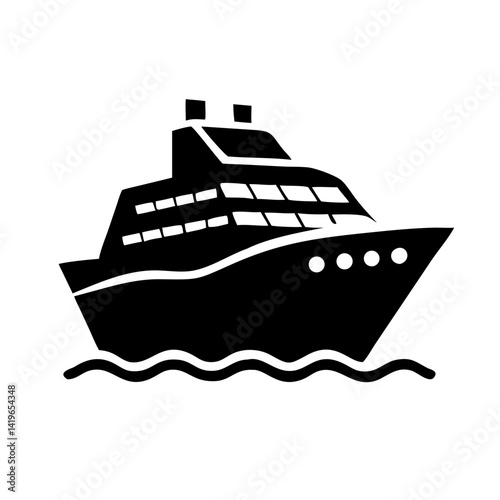 Cruise ship vector illustration of ocean liner travel vacation transport ferry boat silhouette design