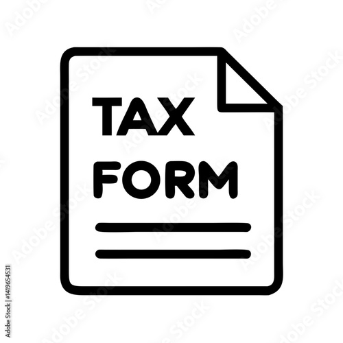 Tax form document vector icon illustration, financial paperwork, accounting, income tax return form filing