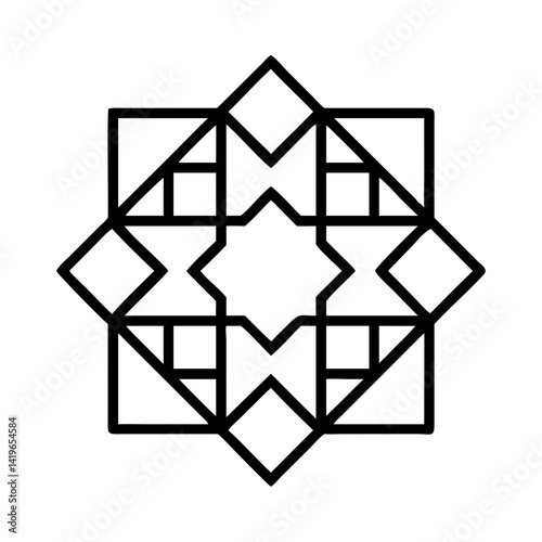 Geometric pattern design black and white vector illustration abstract art shape decorative element line art