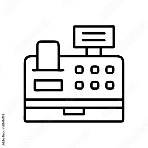 Outline cash register machine vector icon illustration for point of sale system concept