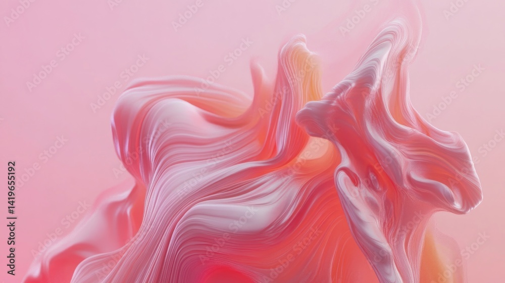 Obraz premium Abstract swirls of pink and white flowing in a dynamic composition.