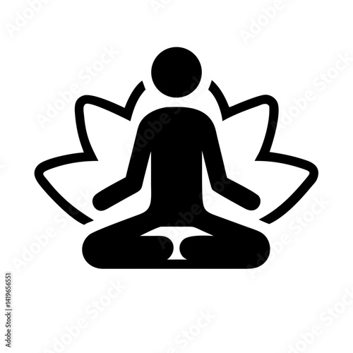 Meditation yoga lotus position zen mindfulness relaxation wellness spiritual health icon vector graphic