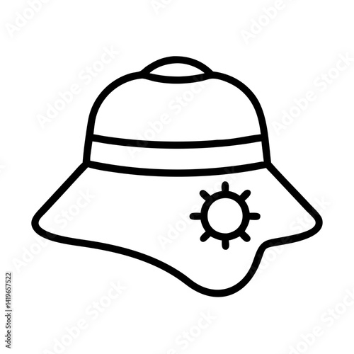 Sun hat vector icon, summer fashion headwear, beach sun protection, sunhat outline illustration