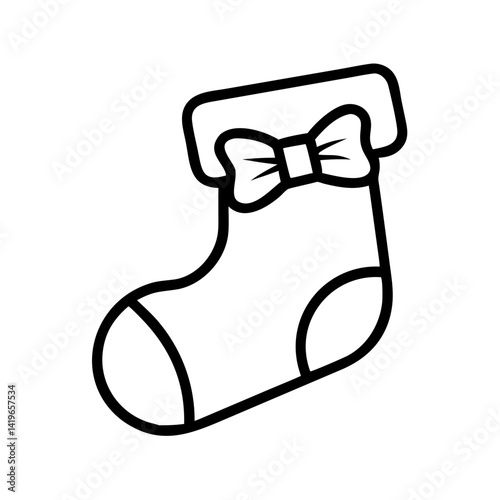 Christmas stocking with bow vector illustration holiday stocking outline christmas decor icon art