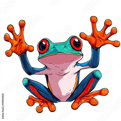 Pixel Art Red Eyed Tree Frog Illustration
