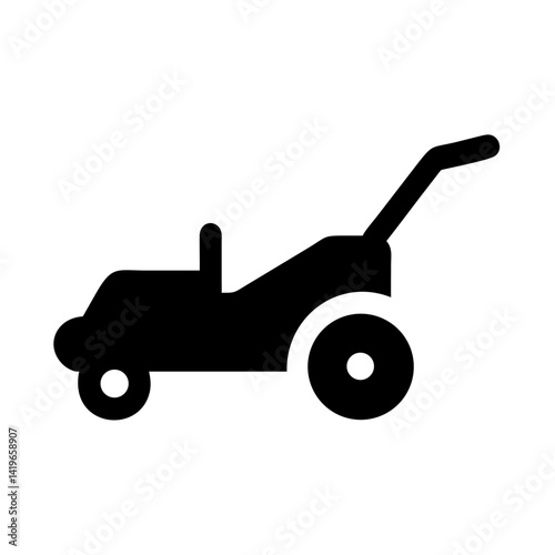 Lawn mower grass cutting machine gardening equipment garden tool lawncare landscaping icon vector