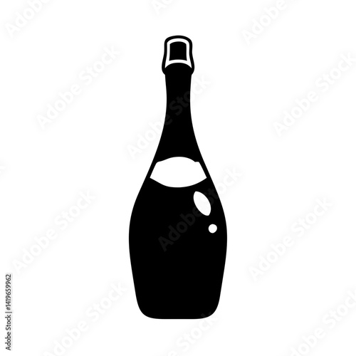 prosecco bottle icon, prosecco bottle silhouette vector illustration-simple silhouette illustration of prosecco bottle, perfect for prosecco bottle logos and icons