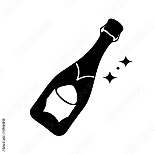 prosecco bottle icon, prosecco bottle silhouette vector illustration-simple silhouette illustration of prosecco bottle, perfect for prosecco bottle logos and icons