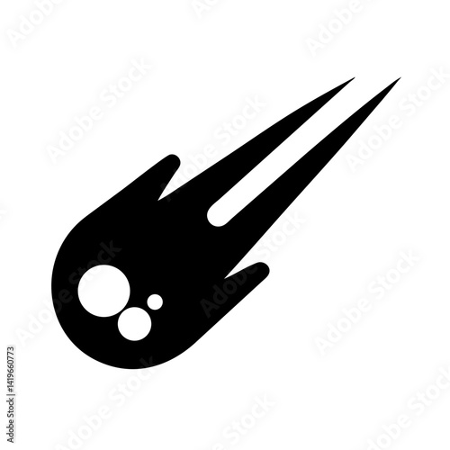 Illustration of black comet asteroid meteor space astronomy cosmos celestial body graphic design vector