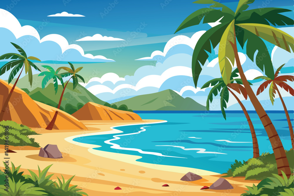 Fototapeta premium Beach Landscape Vector Art