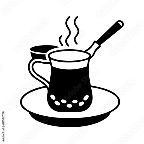turkish coffee icon, turkish coffee silhouette vector illustration-simple silhouette illustration of turkish coffee, perfect for turkish coffee logos and icons