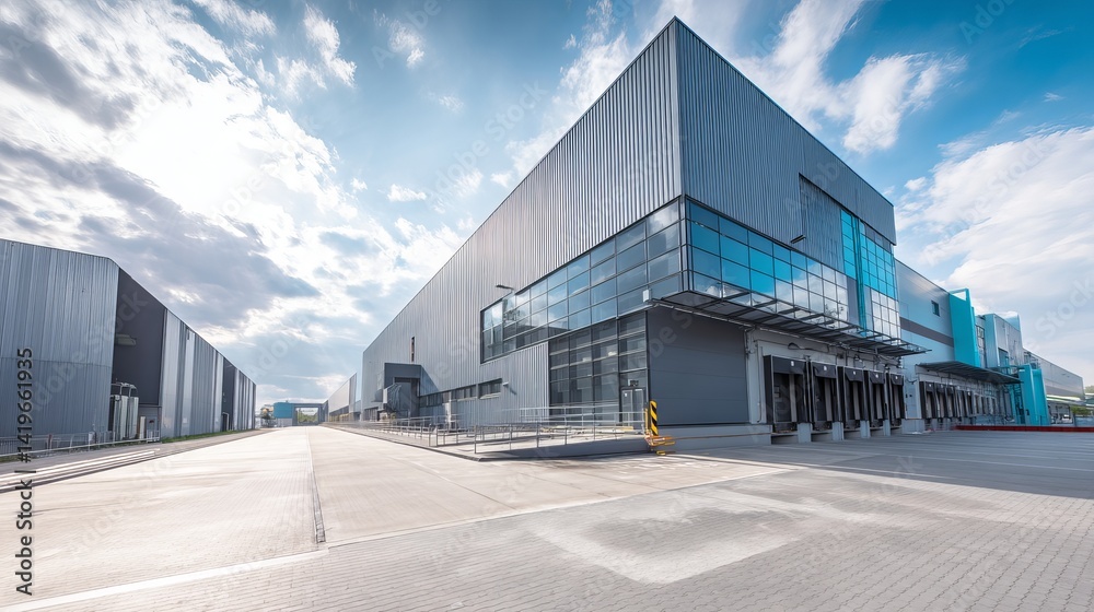 Modern factory complexes and warehouse buildings in industrial zones Modern factory complexes and warehouse buildings in industrial zones