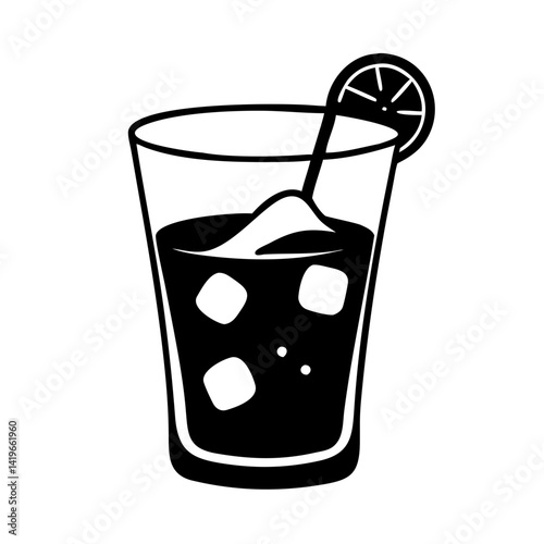 rum and coke icon, rum and coke silhouette vector illustration-simple silhouette illustration of rum and coke, perfect for rum and coke logos and icons