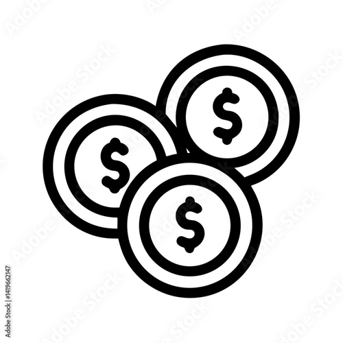 Illustration of money coins currency cash payment finance wealth savings dollar investment income earnings funds assets value profit gain revenue capital