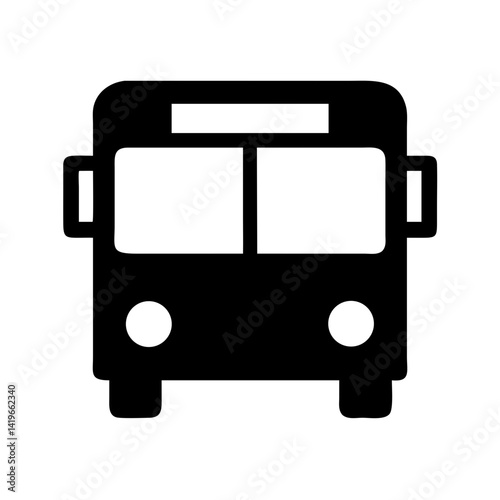Illustration of a black bus front view transportation vehicle public transport travel transportations