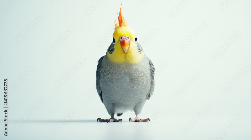 Obraz premium Cockatiel bird portrait, studio shot, white background, pet