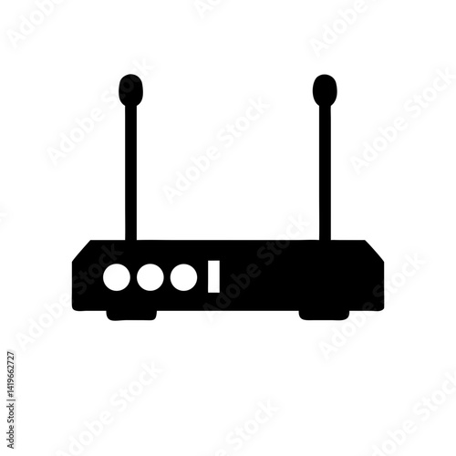 Illustration of wireless router wifi modem internet network connection device antenna technology signal