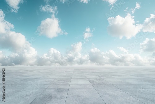 Empty paved area under a partly cloudy sky