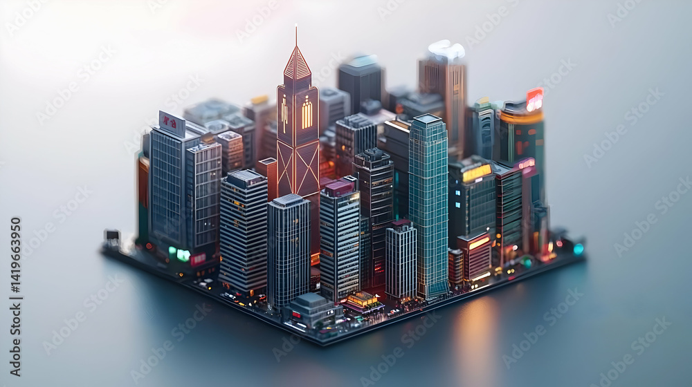 Fototapeta premium Pixelated Cityscape Night View
