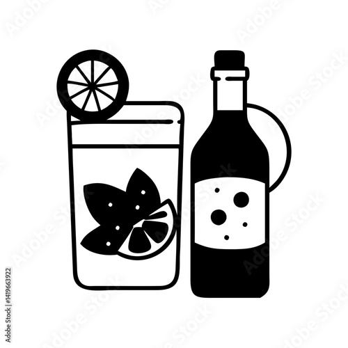 gin and tonic icon, gin and tonic silhouette vector illustration-simple silhouette illustration of gin and tonic, perfect for gin and tonic logos and icons