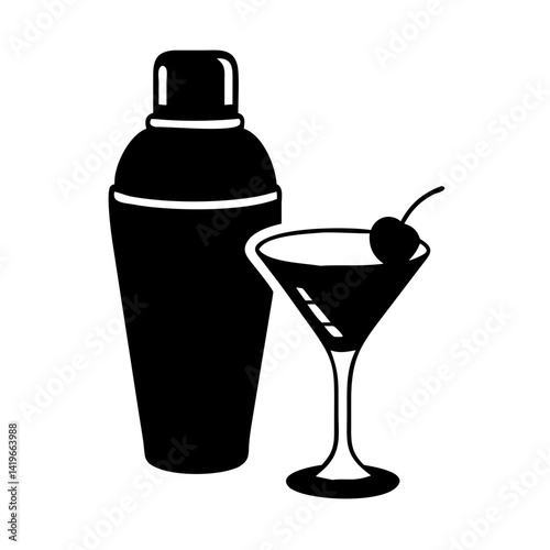 martini shaker icon, martini shaker silhouette vector illustration-simple silhouette illustration of martini shaker, perfect for martini shaker logos and icons
