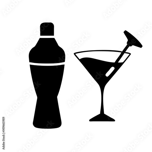 martini shaker icon, martini shaker silhouette vector illustration-simple silhouette illustration of martini shaker, perfect for martini shaker logos and icons