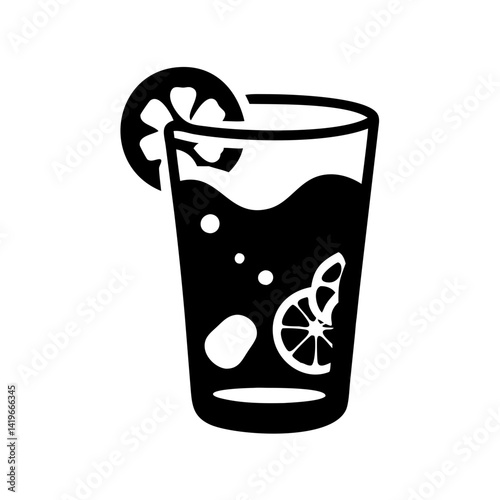 lemonade glass icon, lemonade glass silhouette vector illustration-simple silhouette illustration of lemonade glass, perfect for lemonade glass logos and icons