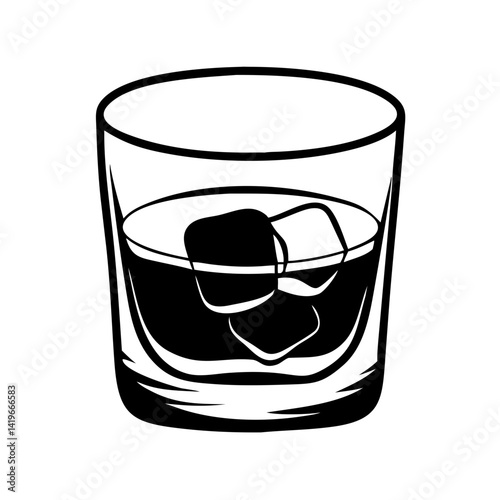 whiskey glass icon, whiskey glass silhouette vector illustration-simple silhouette illustration of whiskey glass, perfect for whiskey glass logos and icons