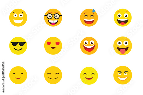 Collection of Cute Yellow Emojis Happy, Funny, and Expressive Faces