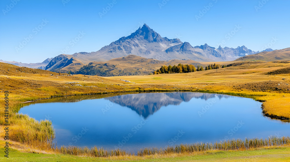 Obraz premium Mountain Lake Reflection Autumn Panorama