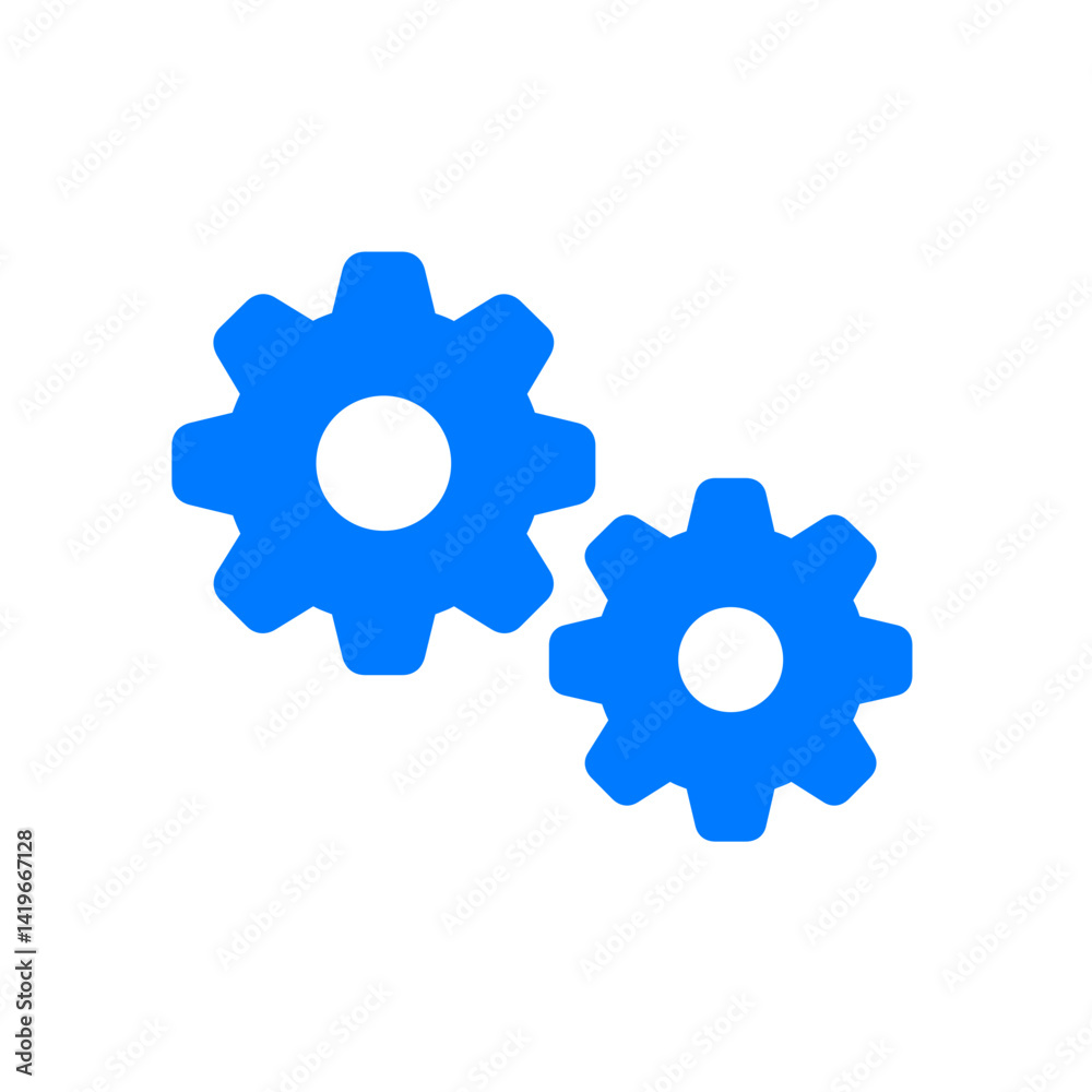 Two Filled Gears Icon Two Filled Gears Icon