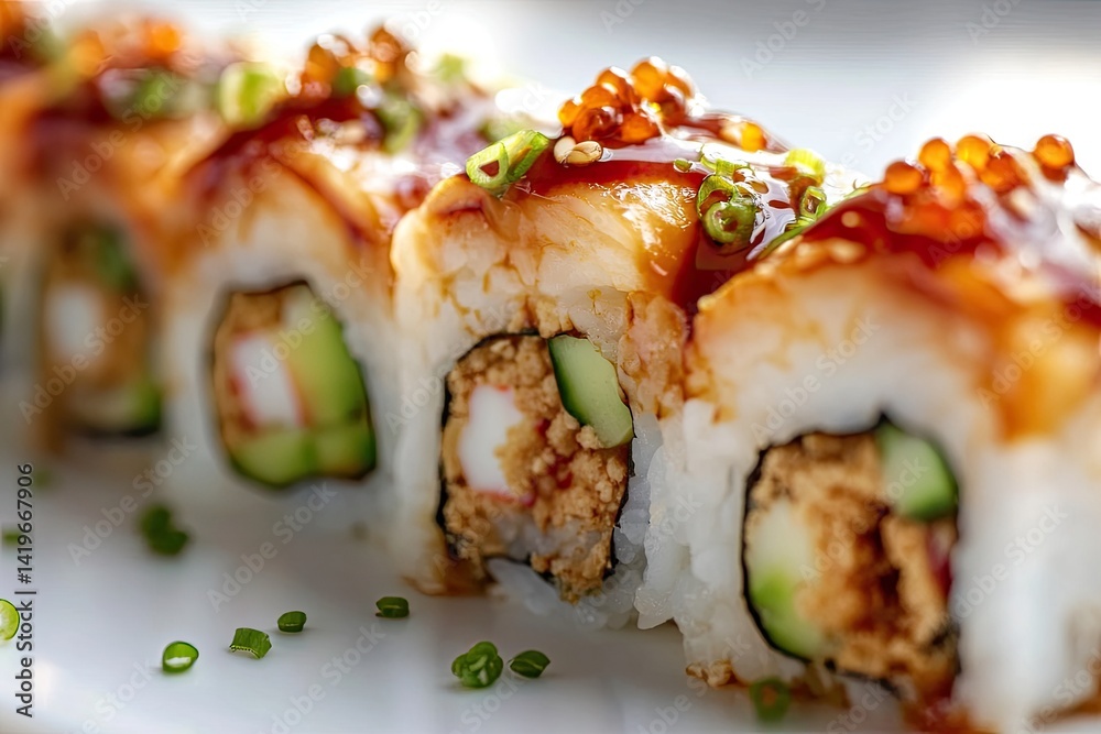 Close-up of sushi rolls