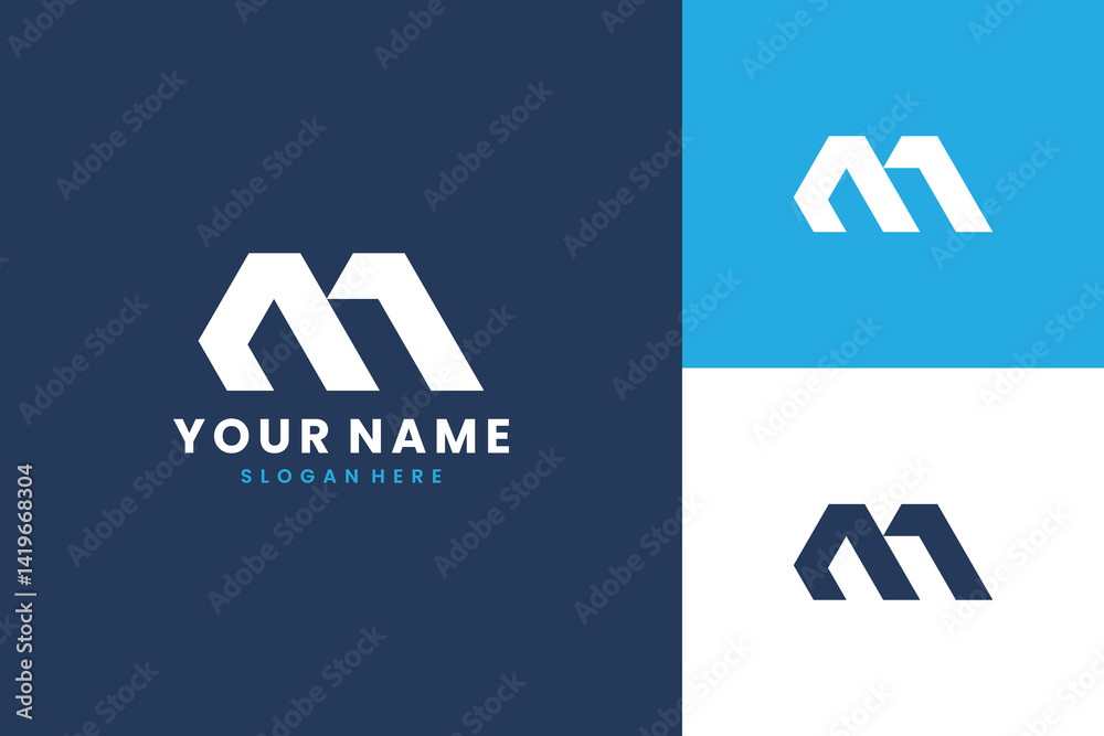 Obraz premium creative negative space of letter M initial logo design, clean and strong design