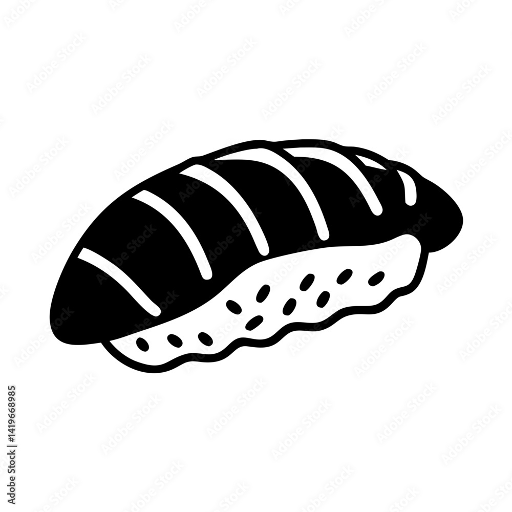 Fototapeta premium sushi nigiri icon, sushi nigiri silhouette vector illustration-simple silhouette illustration of sushi nigiri, perfect for sushi nigiri logos and icons