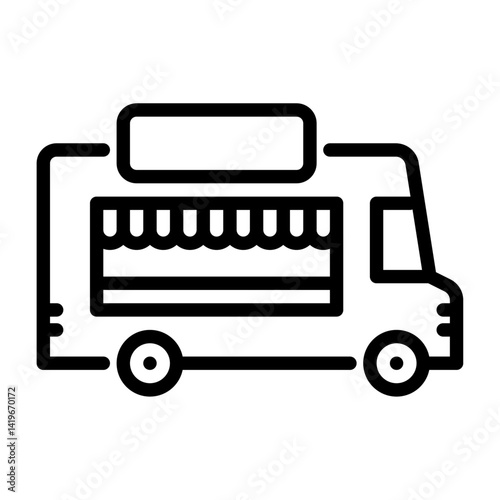 food truck outline icon. food van black line illustration.