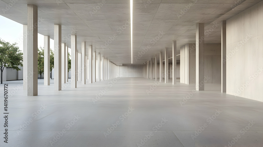Naklejka premium Empty Modern Concrete Interior Space