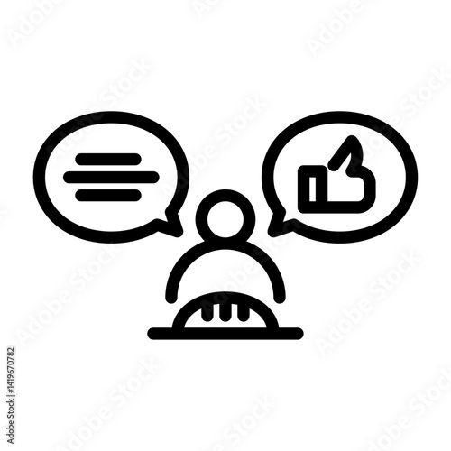 food vlogger outline icon. food review black line illustration.