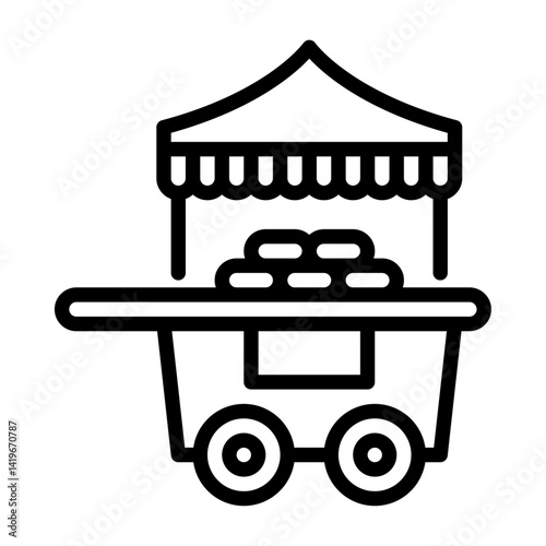food merchant outline icon. food cart black line illustration.