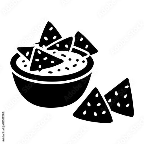 chips and salsa icon, chips and salsa silhouette vector illustration-simple silhouette illustration of chips and salsa, perfect for chips and salsa logos and icons