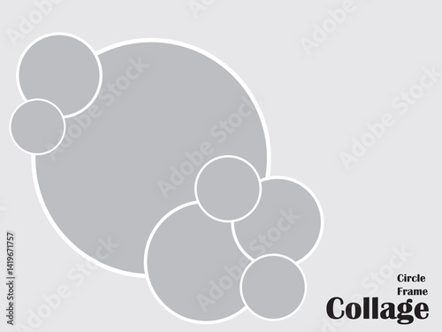 Circle Photo Frame. 7 photo collage template. vector illustration, new collections 