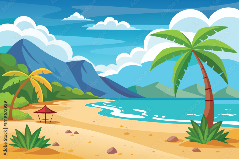 Obraz premium Minimalist Beach Vector Art