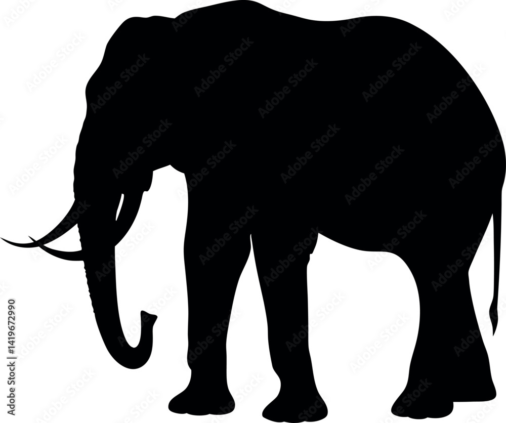 Fototapeta premium Elephant Silhouette, African Wildlife, Large Animal, Mammal, Nature, Powerful, Tusked