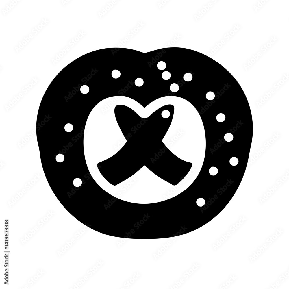 Obraz premium pretzel icon, pretzel silhouette vector illustration-simple silhouette illustration of pretzel, perfect for pretzel logos and icons