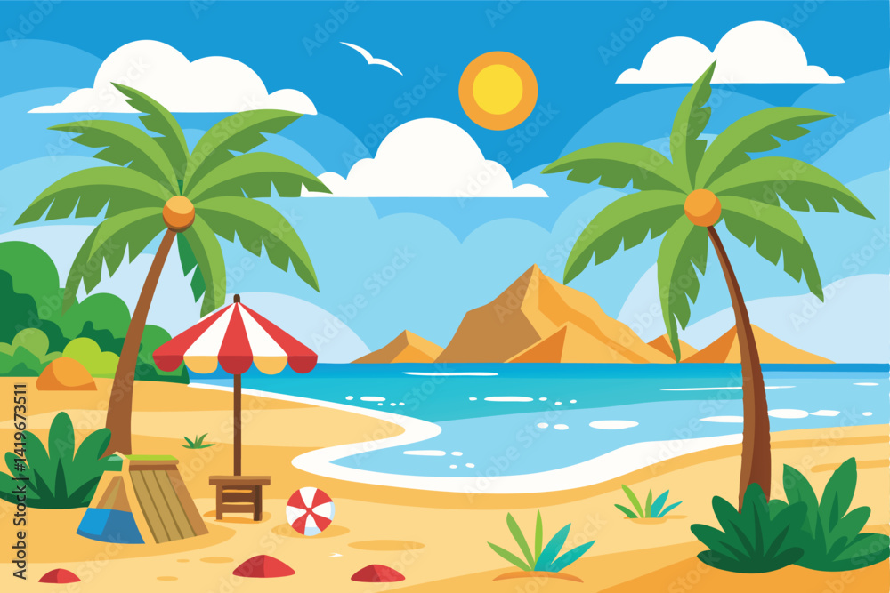 Obraz premium Minimalist Beach Vector Art