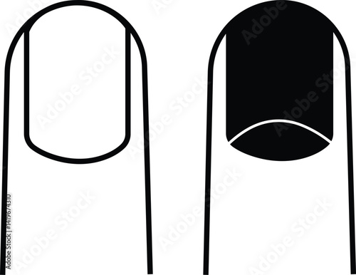 Shape nail icon set. Finger vector collection isolated on transparent background. Fashion nails type trends. Beauty spa salon woman fingernails manicure. False nail polish design mockup templates